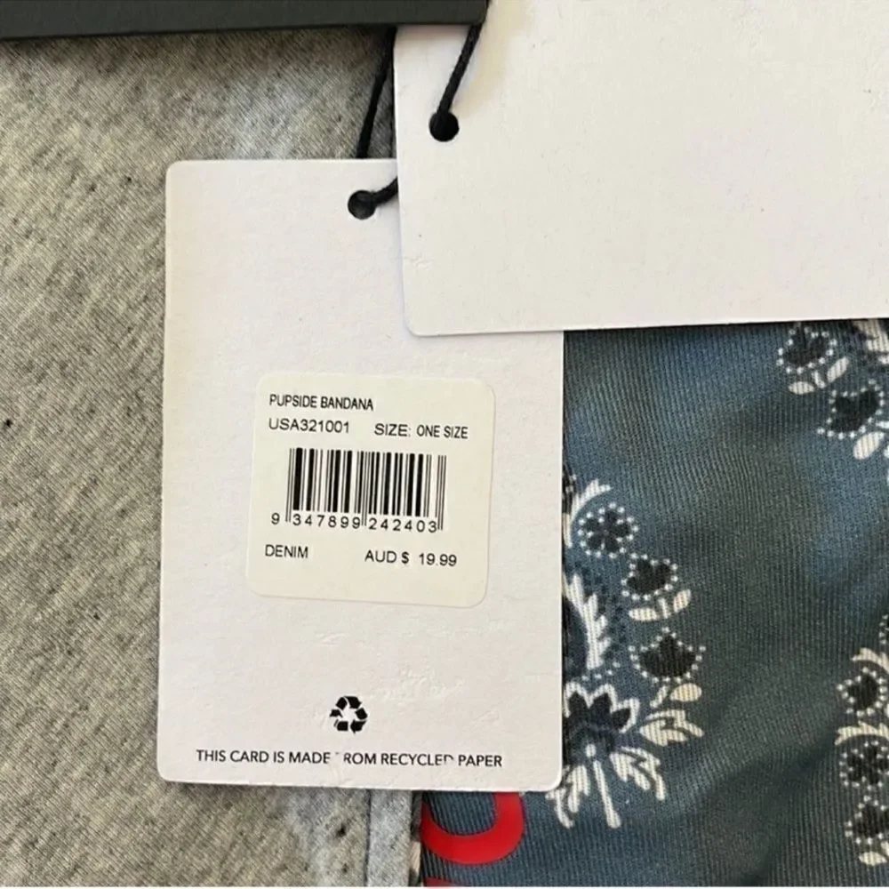 NWT The Upside Dog PUPSIDE Blue Necktie Bandana